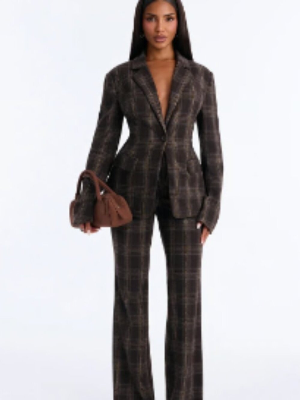 Fashion Nova Iris Plaid Flare Pant Set